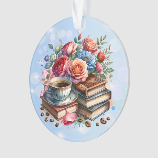  Bloemen  Boeken en Koffiekerst Ornament (voorkant)