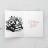  Bloemen  Boeken en Koffieverjaardag Kaart (Binnen)