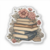 Bloemen Boeken Waterdicht Sticker (Voorkant)