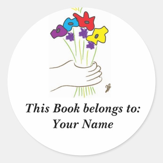 Bloemen, Boekenlabel Ronde Sticker (Voorkant)