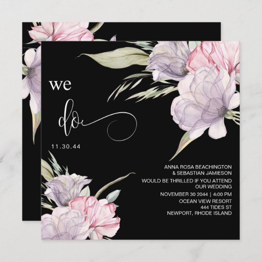 *~* Bloemen Boeket AR15 RSVP BLUSH QR BRUILOFT Kaart (Voorkant / Achterkant)