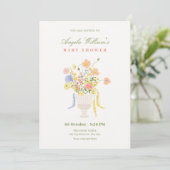 Bloemen boeket baby shower kaart (Staand voorkant)