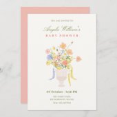 Bloemen boeket baby shower kaart (Voorkant / Achterkant)