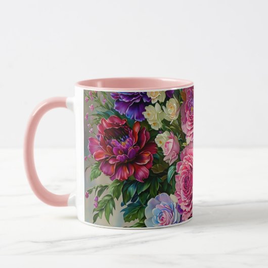 Bloemen Boeket Bloemen Roze Art Mok Cup (Links)