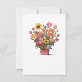 Bloemen, boeket, bloempot bedankkaart