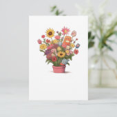 Bloemen, boeket, bloempot bedankkaart (Staand voorkant)
