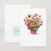 Bloemen, boeket, bloempot bedankkaart (Voorkant / Achterkant)