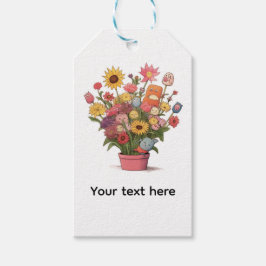 Bloemen, boeket, bloempot cadeaulabel
