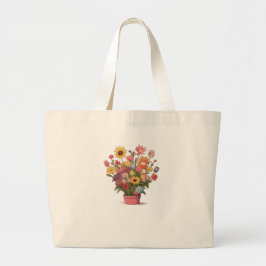 Bloemen, boeket, bloempot grote tote bag