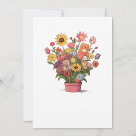 Bloemen, boeket, bloempot kaart