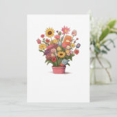 Bloemen, boeket, bloempot kaart (Staand voorkant)