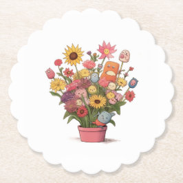 Bloemen, boeket, bloempot kartonnen onderzetters