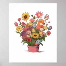 Bloemen, boeket, bloempot poster