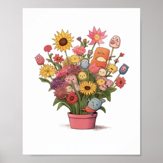 Bloemen, boeket, bloempot poster (Voorkant)