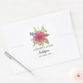 Bloemen Boeket Bruiloft Aangepaste naam Ronde Sticker (Envelop)