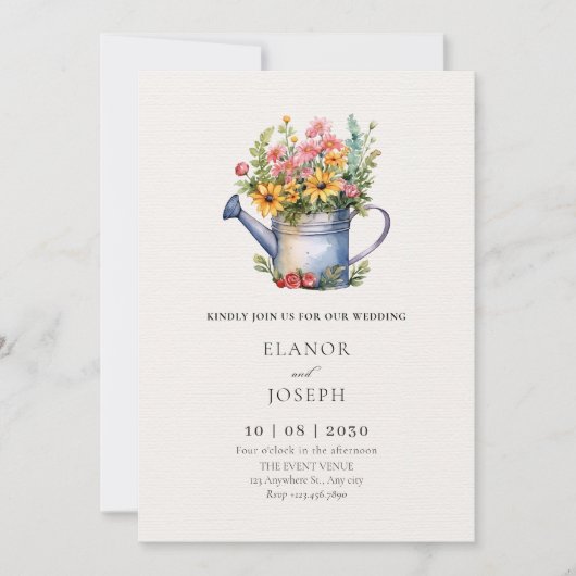 Bloemen boeket bruiloft kaart (Voorkant)