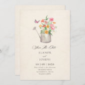 Bloemen boeket bruiloft save the date (Voorkant / Achterkant)