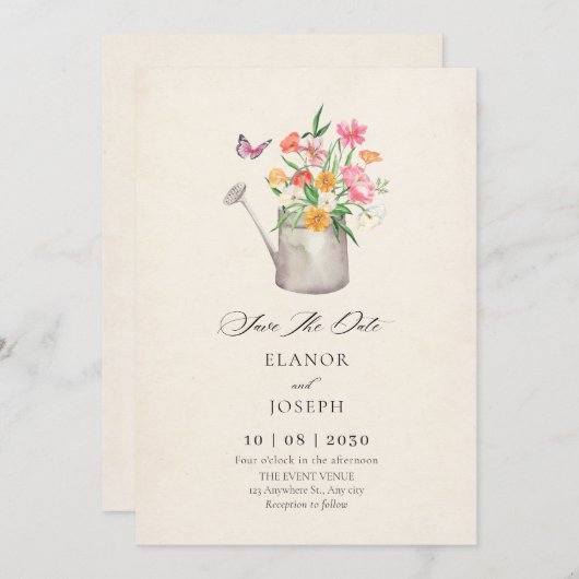 Bloemen boeket bruiloft save the date (Voorkant / Achterkant)