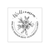 Bloemen Boeket Chic Script Retouradres Rubberstempel (Afrduk)