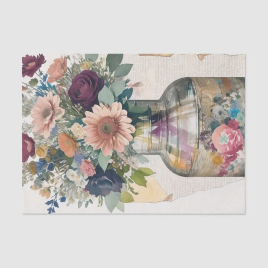 Bloemen Boeket Collage Decoupage Tissue Paper Tissuepapier (Voorkant)