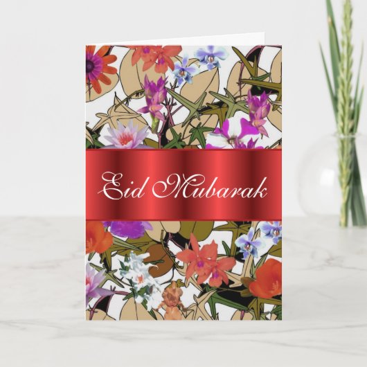 Bloemen boeket Eid Mubarak Kaart (Voorkant)
