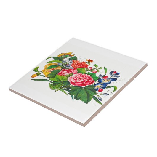  Bloemen Boeket en Vlinder Backsplash Tegeltje (Zijkant)