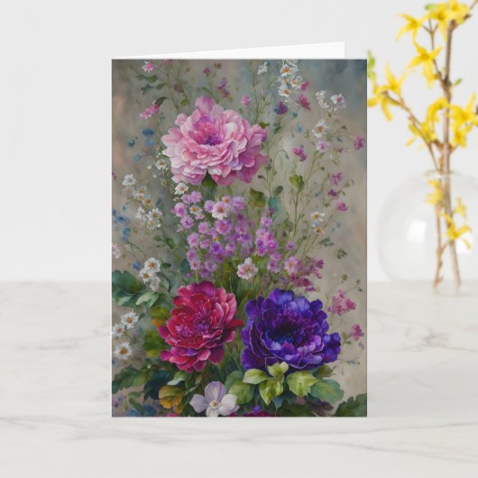  Bloemen Boeket Floral Art Note Kaart (Gele Bloem)