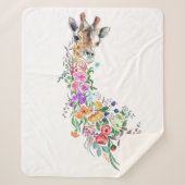 Bloemen Boeket Giraffe Sherpa Deken (Voorkant)