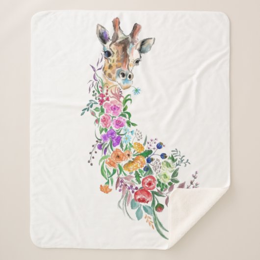 Bloemen Boeket Giraffe Sherpa Deken (Voorkant)