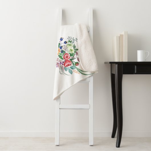 Bloemen Boeket Giraffe Sherpa Deken (In situ)