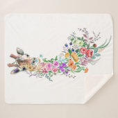 Bloemen Boeket Giraffe Sherpa Deken (Voorkant (horizontaal))