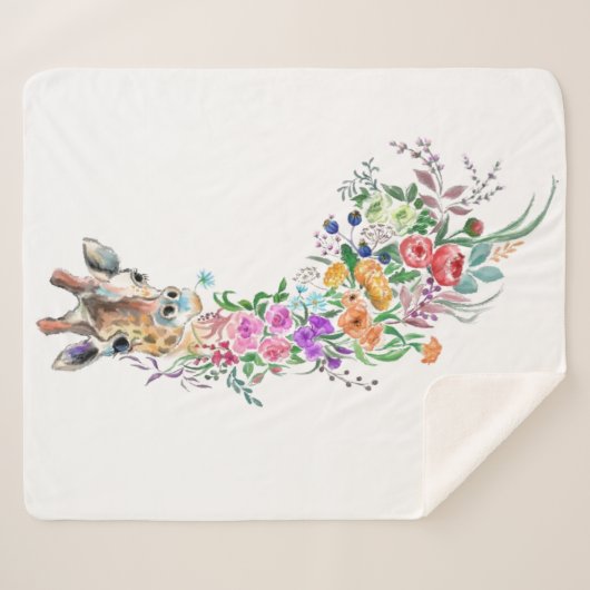 Bloemen Boeket Giraffe Sherpa Deken (Voorkant (horizontaal))