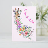 Bloemen Boeket Giraffe Verjaardag Kaart (Staand voorkant)