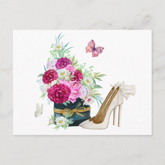 Bloemen boeket hakken briefkaart (Voorkant)