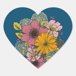 Bloemen Boeket Hart Sticker