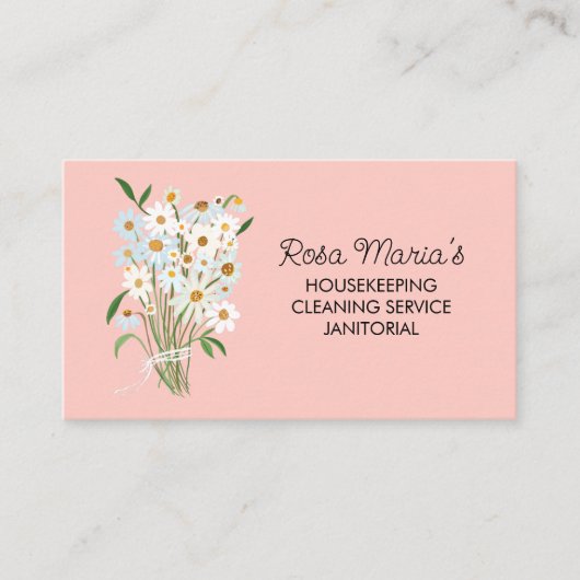 Bloemen Boeket Huis Schoonmaak Service Social Icon Visitekaartje (Voorkant)