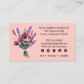 Bloemen Boeket Huis Schoonmaak Service Social Icon Visitekaartje (Achterkant)