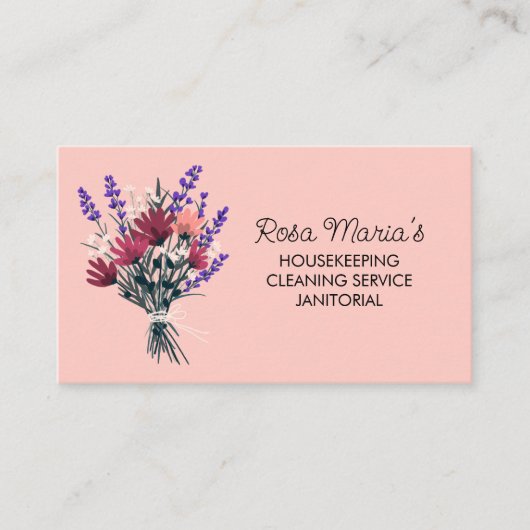 Bloemen Boeket Huis Schoonmaak Service Social Icon Visitekaartje (Voorkant)