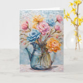 Bloemen boeket in pitcher kaart (Gele Bloem)