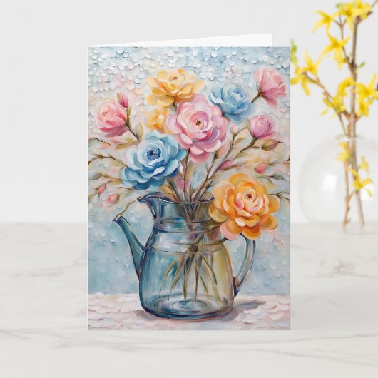 Bloemen boeket in pitcher kaart (Gele Bloem)