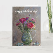 Bloemen Boeket Kunst Vaas Moederdag Kaart (Voorkant)