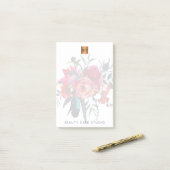 Bloemen boeket metallic goud koper monogrammed post-it® notes (Op bureau)