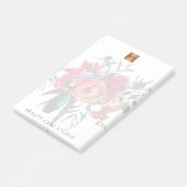 Bloemen boeket metallic goud koper monogrammed post-it® notes (Schuin)