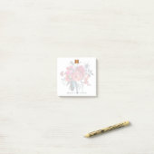 Bloemen boeket metallic goud koper monogrammed post-it® notes (Op bureau)