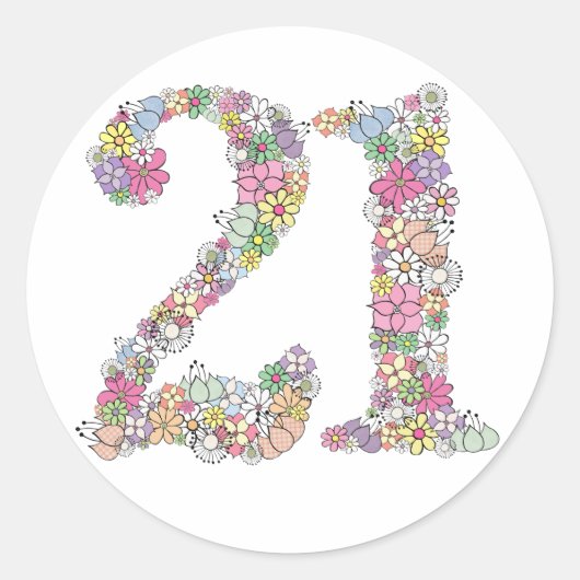 Bloemen Boeket Nummer 21 Label Sticker Seal (Voorkant)