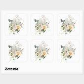 Bloemen boeket ontwerp tuin bloemen. vierkante sticker (Vel)