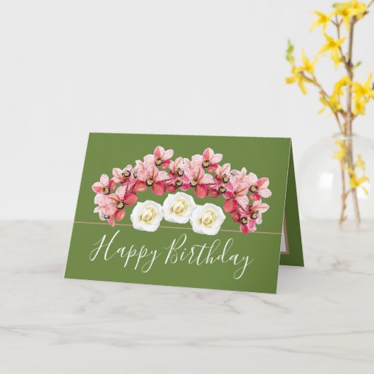  Bloemen Boeket Orchidee/Roos Bloemen Verjaardag Kaart (Gele Bloem)