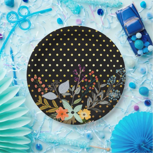 Bloemen boeket partij * kiezen achtergrond kleur papieren bordje (Feest)