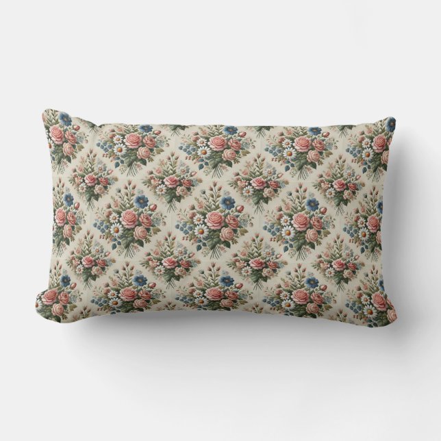 Bloemen Boeket Patroon Kussen (Voorkant)