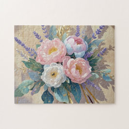 Bloemen Boeket pioenen lavendel Legpuzzel